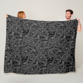 Manta Polar Patrón floral de Damask elegante en blanco y negro