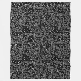 Manta Polar Patrón floral de Damask elegante en blanco y negro