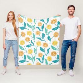 Manta Polar Patrón floral de Dandelion amarillo - Inspirado en