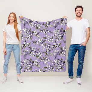 Manta Polar Patrón floral de flor de lila lavanda femenina