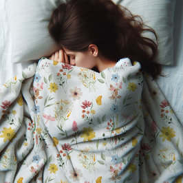 Manta Polar Patrón floral de flores silvestres