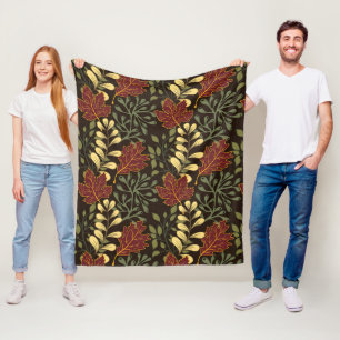 Manta Polar Patrón floral de hojas de arce rojas oscuras