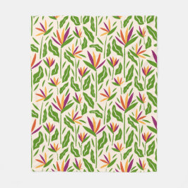 Manta Polar Patrón floral de hojas y flores tropicales