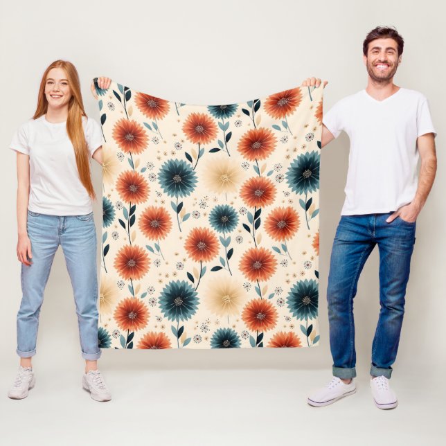 Manta Polar Patrón floral de inspiración vintage (In situ)