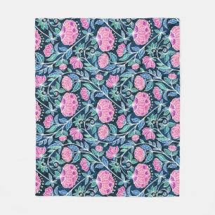 Manta Polar Patrón floral de Jewel Toned Boho Chalk Chintz