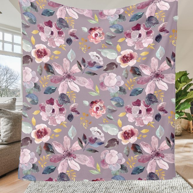 Manta Polar Patrón floral de lila (Subido por el creador)