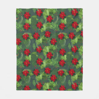 Manta Polar Patrón floral de los navidades de Poinsettia Fleec