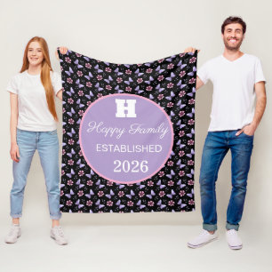Manta Polar Patrón floral de mariposa de lavanda personalizado