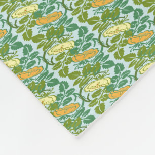 Manta Polar Patrón floral de mariposa verde y naranja vintage