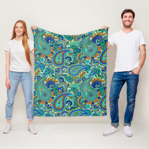 Manta Polar Patrón floral de paisley retro colorido