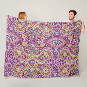 Manta Polar Patrón floral de paíslí boho vibrante Arte color