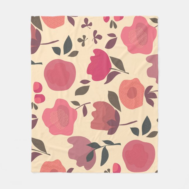 Manta Polar Patrón Floral De Polvo Estilo Boho. (Anverso)