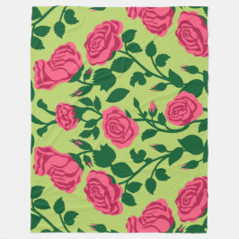 Manta Polar Patrón floral de rosa rosa