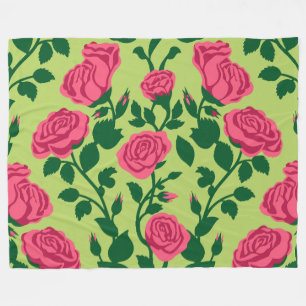 Manta Polar Patrón floral de rosa rosa