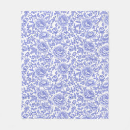 Manta Polar Patrón Floral de Toile Francés Azul