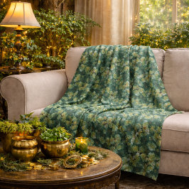 Manta Polar Patrón floral de trébol verde esmeralda