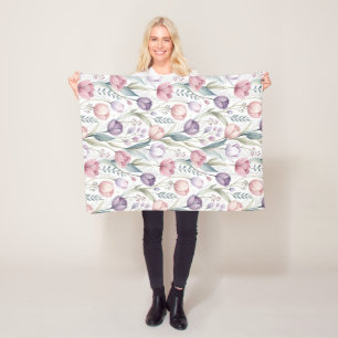 Manta Polar Patrón floral de tulipano escandinavo