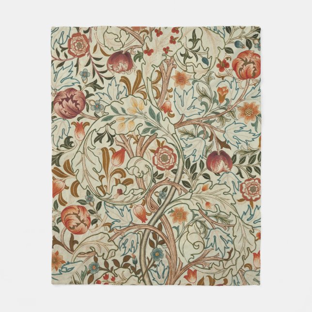 Manta Polar Patrón floral de William Morris Acanthus Embroider (Anverso)