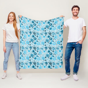 Manta Polar Patrón floral delicado y elegante cian