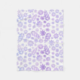 Manta Polar Patrón floral dibujado a mano de lavanda