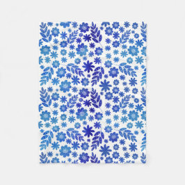 Manta Polar Patrón floral dibujado con la mano de China azul