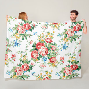 Manta Polar Patrón floral elegante con elemento de diseño Rosa