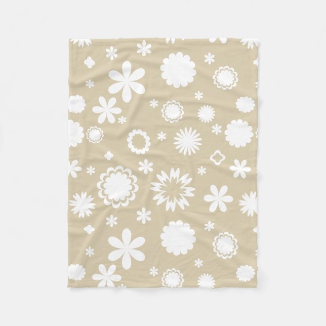 Manta Polar Patrón floral en beige (Anverso)