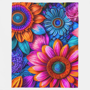 Manta Polar Patrón floral en estilo boho