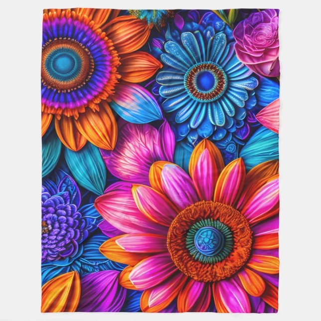 Manta Polar Patrón floral en estilo boho (Anverso)