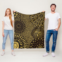 Patrón Floral Étnico Vintage Negro y Dorado