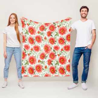 Manta Polar Patrón floral Flores de zinnia