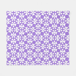 Manta Polar Patrón floral geométrico moderno de púrpura y blan