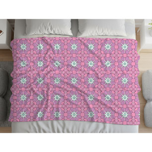 Manta Polar Patrón floral geométrico rosa