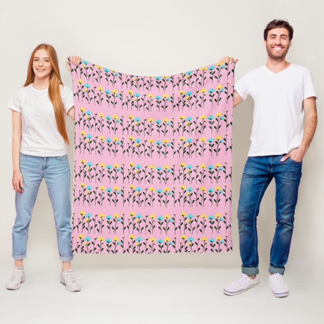 Manta Polar Patrón floral gris de moda monográfica (In situ)