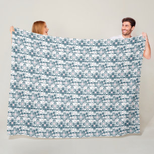Manta Polar Patrón floral gris y blanco gris