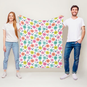 Manta Polar patrón floral lindo multicolor
