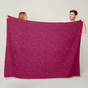 Manta Polar Patrón floral liso retro rojo