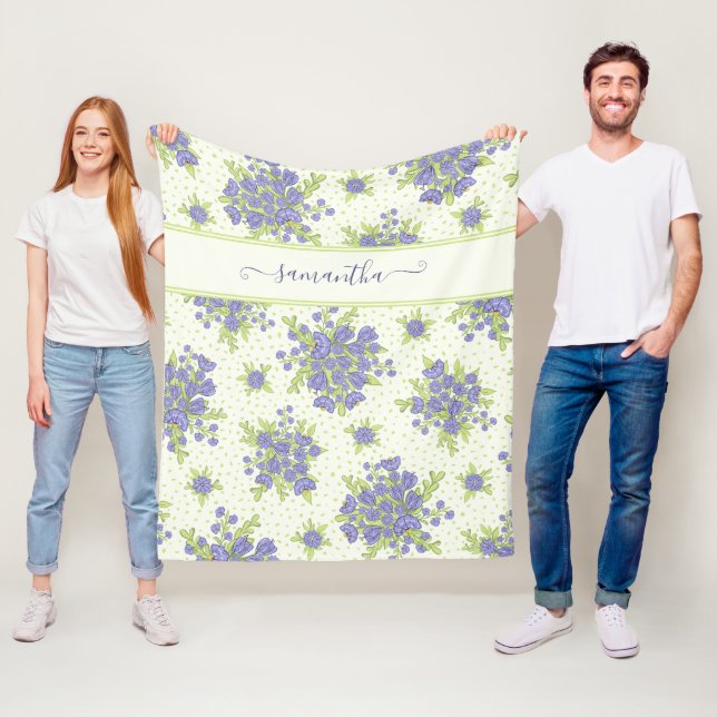 Manta Polar Patrón floral monogramado elegante (In situ)