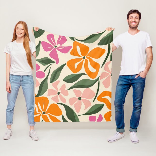 Manta Polar Patrón floral retro (In situ)