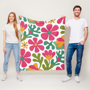 Manta Polar Patrón floral retro rosa sin costuras