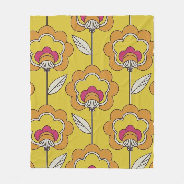 Manta Polar patrón floral retro transparente (Anverso)