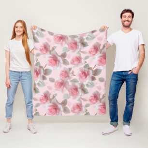 Manta Polar Patrón floral rosa blanco femenino bebé
