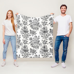 Manta Polar Patrón floral Rosa de época