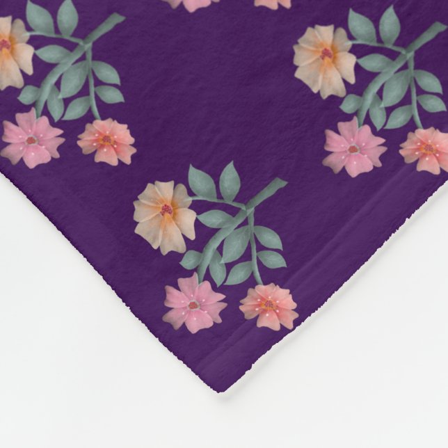 Manta Polar Patrón Floral Sin Costuras Acuarela Pastel Suave (Esquina)