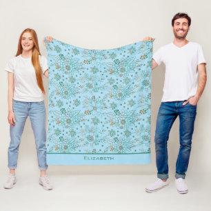 Manta Polar Patrón floral sin fisuras con nombre personalizado