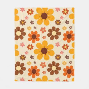 Manta Polar Patrón floral sin fisuras Retro Flower Power de lo