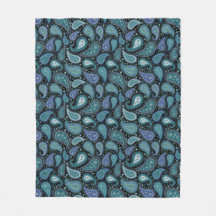 Manta Polar Patrón floral verde azulado de Blue Paisley