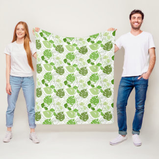 Manta Polar Patrón floral verde tropical