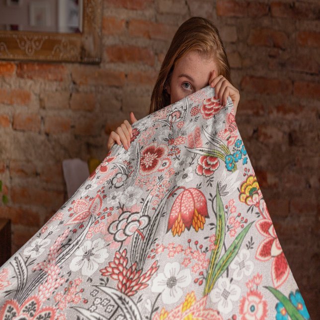 Manta Polar Patrón floral vintage (Vintage Floral Pattern Fleece Blanket)