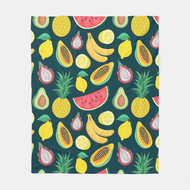 Manta Polar patrón fluido de frutas tropicales (Anverso)